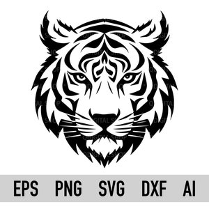 Tiger Head Silhouette Svg| Tiger Face Svg | Dxf | Png | Tiger Clipart | Tiger Logo Vector | Tiger Svg | Tiger Head Svg | Tiger Silhouette