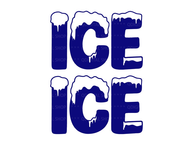 K&ouml;nnte beinhalten: Zwei blaue "ICE"-Schilder mit wei&szlig;em Schnee und Eiszapfen oben. Die Schilder sind &uuml;bereinander gestapelt.