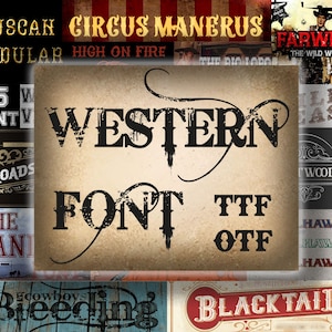 Western Schriften Bundle, Cowboy Schrift, Vintage Schriften Bundle, Cricut, Silhouette, OTF, TTF, Instant Download