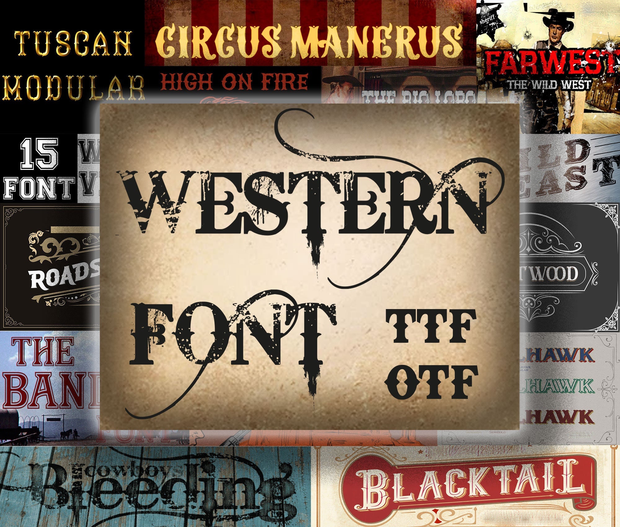 Western Fonts Bundle Cowboy Font Vintage Fonts Bundle Etsy
