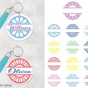 Keychain Svg, Monogram Keychain Svg, Monogram Mandala Svg, Customizable, Svg file for Cricut, Keyring Svg