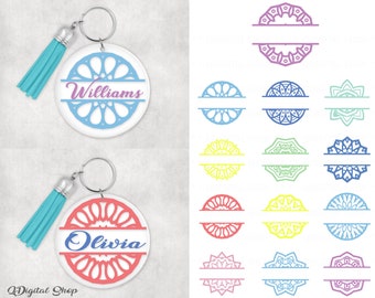 Schlüsselbund svg, Monogramm Schlüsselbund svg, Monogramm Mandala svg, anpassbare, svg-Datei für Cricut, Schlüsselbund svg