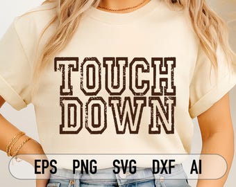 Football touchdown Svg Png, Svg Png le jour du match, maillot de football Png, football saison Svg, fichier Cricut et sublimation, football maman Svg, Pdf