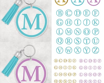 Monogram Svg, Keychain Svg, Keyring Pattern Svg, Monogram Alphabet Svg, Circle Keychain Svg, Instant Download