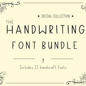 Fuentes de escritura a mano, fuentes manuscritas, fuente artesanal, fuente para Cricut, letras y números de escritura a mano, descarga instantánea