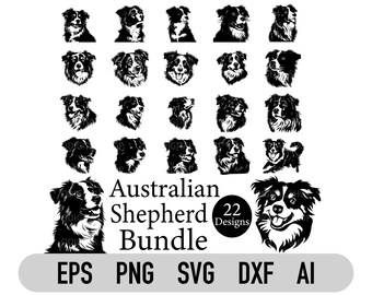 Australian Shepherd Bundle Svg, Png, Dog Face Svg, Dog Svg Bundle, Svg Files for Cricut, Australian Shepherd Gifts, Pet Dog Svg, Dog Mom Svg