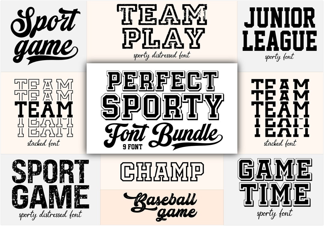 Sports Font Bundle, Font for Cricut, Sporty Fonts, Jersey Number Fonts