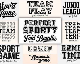 Sports Font Bundle, Font for Cricut, Sporty Fonts, Jersey Number Fonts, Football Fonts, Baseball Fonts, Cricut Font Bundle, Procreate Fonts