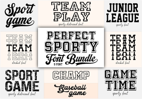 Sports Font Bundle, Font for Cricut, Sporty Fonts, Jersey Number Fonts, Football Fonts, Baseball Fonts, Cricut Font Bundle, Procreate Fonts