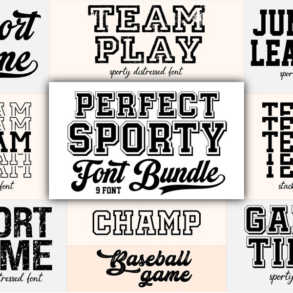 Sports Font Bundle, Font for Cricut, Sporty Fonts, Jersey Number Fonts, Football Fonts, Baseball Fonts, Cricut Font Bundle, Procreate Fonts