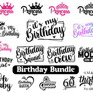 Paquete de cumpleaños svg, es mi cumpleaños svg, equipo de cumpleaños, equipo de cumpleaños, cumpleañera, princesa, oh bebé svg, reina de cumpleaños, camisa svg, png