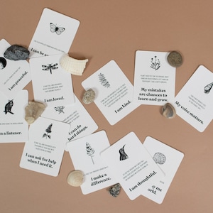 Affirmation de la nature + cartes de méditation | Nature Pleine Conscience Yoga Enfants Adultes Confiance En Soi Amour De Soi Mouvement Mots Imprimable