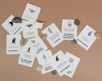 Nature Affirmation + Meditation Cards | Nature Mindfulness Yoga Kids Adults Self Confidence Self Love Movement Words Printable