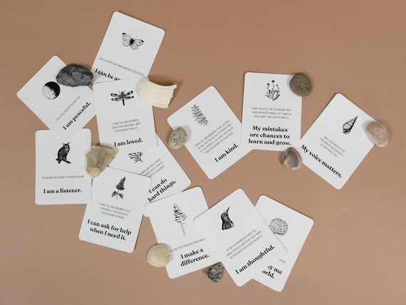 Nature Affirmation + Meditation Cards | Nature Mindfulness Yoga Kids Adults Self Confidence Self Love Movement Words Printable