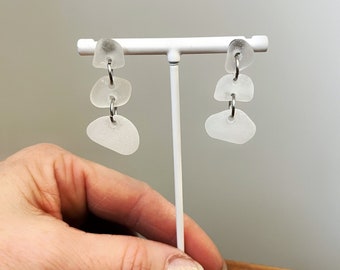 Snowman Earrings Beachglass