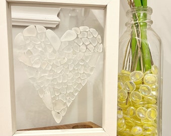 Heart of Glass, Beach glass Heart, love, valentine's Day, Mother's Day, Anniversary, FRAMED