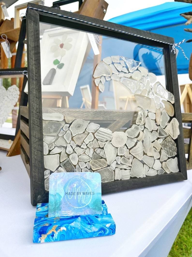 Beach Wave, Beach Glass Art, FRAMED image 4