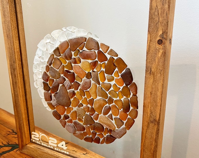 Eclipse Beach Glass Art,  FRAMED