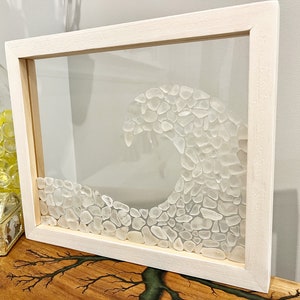 Beach Wave, Beach Glass Art, FRAMED 8x10 inches