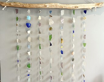 XL Beach Glass Wall hanging: “Diamond in the Rough” - Beach Glass Suncatcher/Dangle, Hanging wall Art