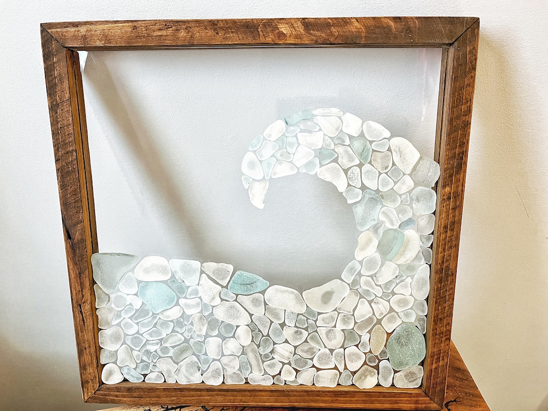 Beach Wave, Beach Glass Art FRAMED Etsy