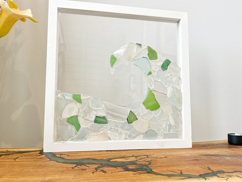 Beach Wave, Beach Glass Art, FRAMED image 3