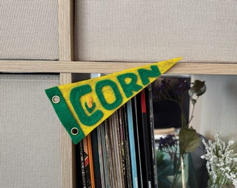Handmade Felt Corn Pennant: Embroidered Wall Art