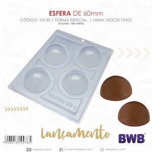 3 THREE Sphere Mold 60mm, 3 piece Brazilian BWB Mold, Candy Mold, Hot Chocolate Bomb - Canada and US shipping