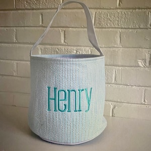 Basket/Bucket with monogram or child's name; Diaper holder; Toy holder