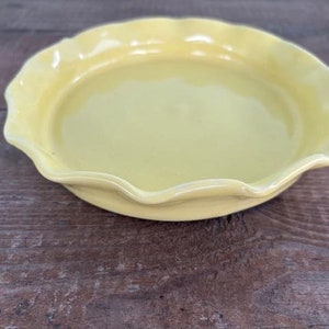 Ruffle Edge Tart Pan Handmade Pottery Yellow