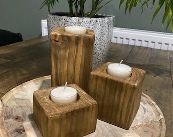 Wooden candle holders