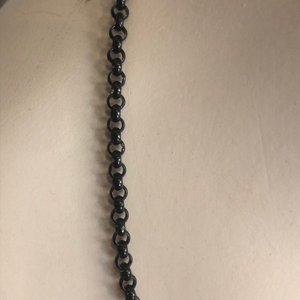 Black Stainless Steel Rolo  Necklace 3mm..  Many Sizes Available.