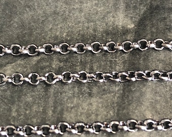 Bulk Chain sold by the meter. Iron Rolo Chains, Belcher Chain, Unwelded, Lead Free, Gunmetal, Size Chain: about 2.5x1mm