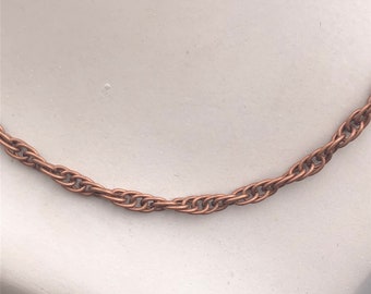 Red Copper Necklace. copper tone colour.  Lovely Rope design 4mm Link
