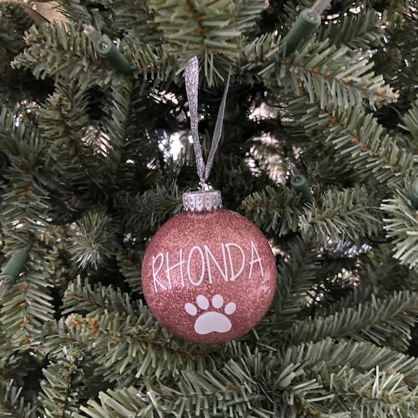 Personalized Dog Christmas Ornament: Glass Pet Memorial Gift