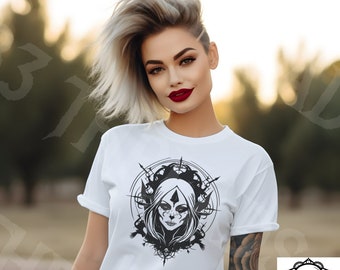 Goth Witch Tee, Goth Witch Tshirt, Goth Witch Unisex Tee, Demon Witch Tee, Demon Witch Tshirt, Demon Tee, Metal Graphic Tee, Metalcore Tee;
