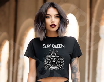 Slay Queen Cropped Tee, Slay Queen Cropped Tshirt, Slay Queen Tee, Slay Queen Tshirt, Slay Queen Crop Tee, Slay Queen Crop Tshirt, Skull Tee