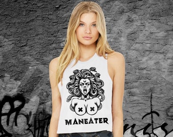 Medusa Maneater Racerback Cropped Tee, Medusa Maneater Racerback Cropped Tshirt, Medusa Maneater Racerback Tee, Medusa Maneater Tshirt, Sexy