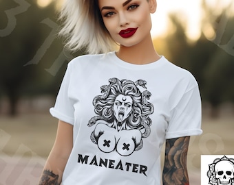 Maneater Medusa Tee, Maneater Medusa Tshirt, Maneater Medusa Unisex Tee, Medusa Tee, Goth Medusa Tshirt, Maneater Sexy Tee, Sexy Medusa Tee