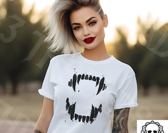 Fangs Graphic Tee, Fangs Tee, Fangs Unisex Tee, Metal Graphic Tee, Metalcore Tee; Fangs Tshirt, Fangs Tee; Gothic Fangs Tee, Goth Fangs Tee