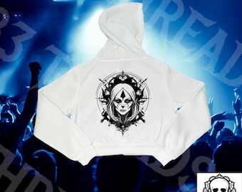 Goth Witch Cropped Hoodie, Goth Witch Zip Up Cropped Hoodie, Goth Witch Zip Up Hoodie, Goth Witch Hoodie, Metal/Rock, Metalcore, Goth Hoodie