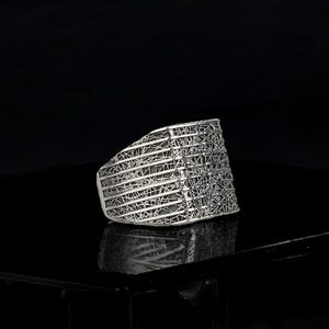 Handmade Square Ring for Men, Unique 925 Sterling Silver Signet Ring, Silver Men Jewelry, Gifts for Him, Father&#39;s Day Gift