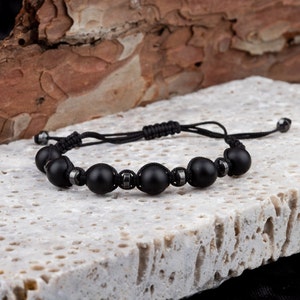 Adjustable Onyx Bracelet Handmade Beaded Jewelry Piece - Healing Bracelet - Gift for Him- Birthday Gift - Father&#39;s Day Gift