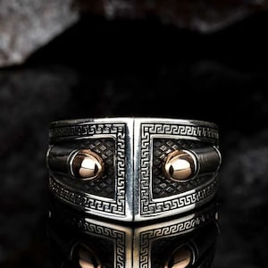 Handmade Double Bullet 925 Silver Ring for Men,  925 Sterling Silver Mens Rings,  Birthday Gift, Dad Gift, Father&#39;s Day Gift
