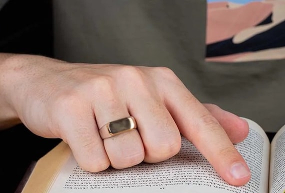 Vintage Handcrafted Bronze 925 Silver Minimalist Signet Ring