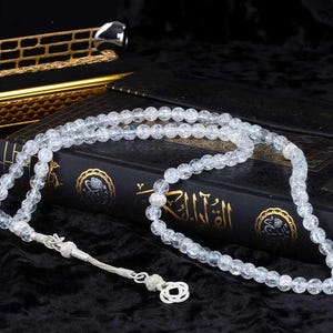 Islamic Prayer Beads, 925 Sterling Silver Islamic Rosary, Tasbih Dure Najaf Stone Beads, Meditation Beads, Ramadan Gift, Islamic Gift