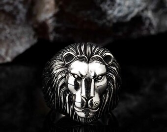 Acquista Anello Punk Hip-hop Con Testa Di Leone Per Uomo Anello In - Foto 3