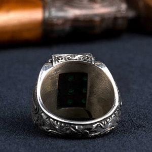 Exclusive Handcrafted 925 Sterling Silver Ring with Green Zircon Stones ,Elegant Vintage Bohemian Style,Unique Gift For Her,Gift For Him
