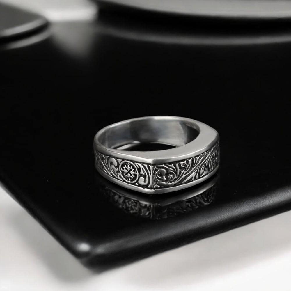 925 Sterling Silver Men Ring, Engraved Statement Rings, Mens Wedding Ring, Gift for Him, Boyfriend Gift, Unique Ring Gift, Father's Day Gift
