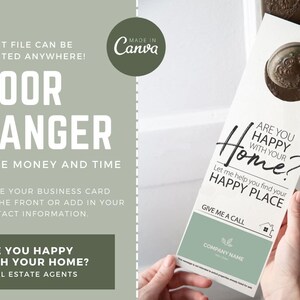 Happy with your home? Real Estate Agent Door Hangers | Real Estate Agents | Door Canvasing | Insert Your Business Card | Neighborhood